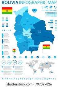 Bolivia infographic map and flag - High Detailed Vector Illustration