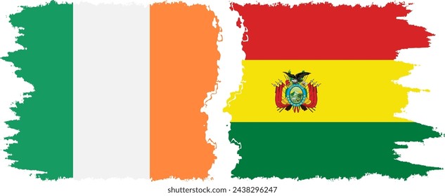 Bolivia and Ireland grunge flags connection, vector