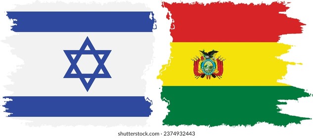 Bolivia and Israel grunge flags connection, vector