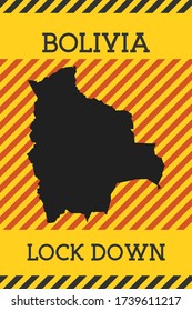 Bolivia Lock Down Sign. Yellow country pandemic danger icon. Vector illustration.