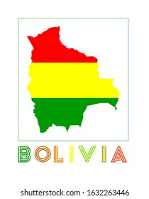 Bolivia Logo. Map of Bolivia with country name and flag. Vibrant vector illustration.