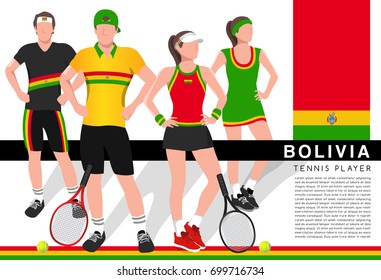 Bolivia : Male and Female Tennis Players in National Outfits : Vector Illustration