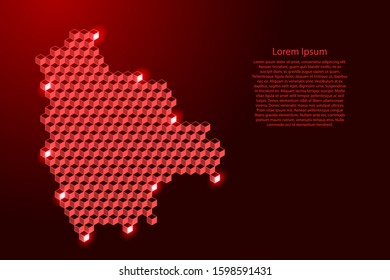 Bolivia map from 3D red cubes isometric abstract concept, square pattern, angular geometric shape, for banner, poster. Vector illustration.