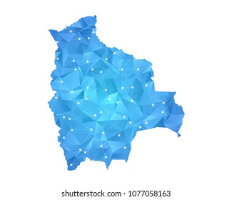 Bolivia Map - Abstract geometric rumpled triangular low poly style gradient graphic on white background , line dots polygonal design for your . Vector illustration eps 10.