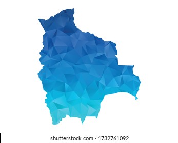 Bolivien Map - Abstrakte geometrisch gezinkte dreieckige Low-Poly-Stil-Grafik auf weißem Hintergrund , polygonales Design für Ihre. Vector Abbildung 10.