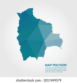 Mapa de Bolivia Resumen Gradiente de gradiente triangular de bajo estilo de polo geométrico ruboreado sobre fondo blanco