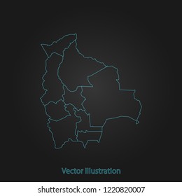 Bolivia map - Abstract mash line and point scales on dark background with Bolivia. flat design style, clean and modern. Vector Illustration eps10