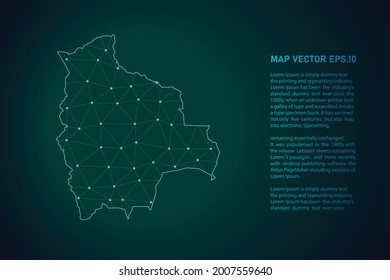 bolivia map. Abstract mash line and point scales on dark background . 3D mesh polygonal network line, design sphere, dot and structure. Vector illustration eps 10.