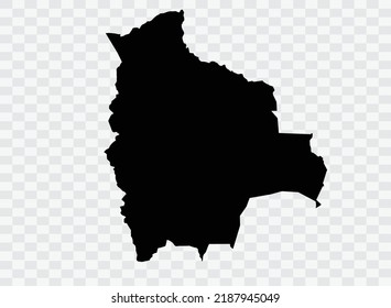 Bolivia Map black Color on Backgound png  not divided into cities