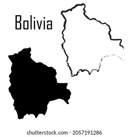 Bolivia map black and white vector illustration.