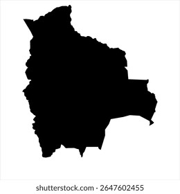 Bolivia Map - black World Map International vector template with High detailed isolated on white background - Vector