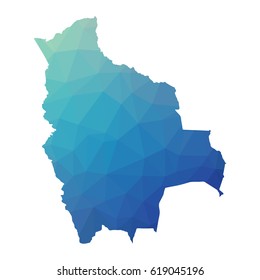 Bolivia map - blue geometric rumpled triangular low poly style gradient graphic background , polygonal design for your . Vector illustration eps 10.