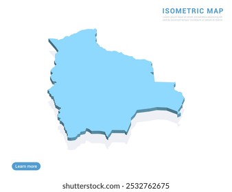 Mapa de Bolivia azul sobre fondo blanco con Vector isométrico.