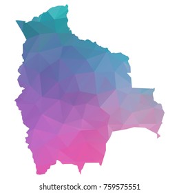 bolivia map. Blue and Pink polygonal shape vector illustration on white background. Vector illustration eps 10.