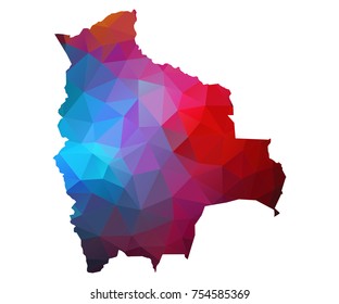 bolivia map. Blue and Red polygonal shape vector illustration on white background. Vector illustration eps 10.