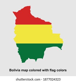Bolivia map colored with flag colors isolated vector illustration