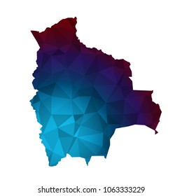 Bolivia map - Colorful Polygonal map of Bolivia rumpled triangular low poly style gradient graphic background , Vector illustration eps 10.