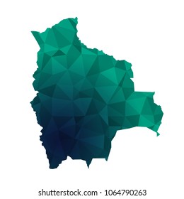 Bolivia map - Colorful Polygonal map of  Bolivia rumpled triangular low poly style gradient graphic background , Vector illustration eps 10.