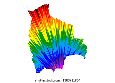 Bolivia - map is designed rainbow abstract colorful pattern, Plurinational State of Bolivia map made of color explosion,
