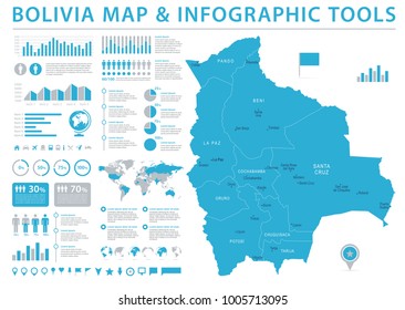 Bolivia Map - Detailed Info Graphic Vector Illustration