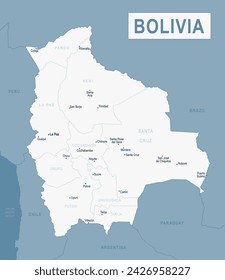 Bolivia Map. Detailed Vector Illustration of Bolivian Map. Stock Template