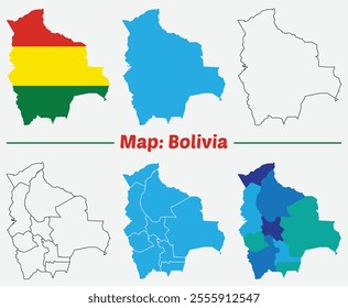 Bolivia Map with editable Regions and Map of Bolivia. High detailed orange vector map with Borders.