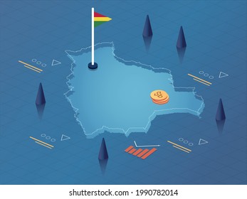 Diseño de ilustraciones en mapas, banderas y monedas de Bolivia