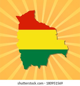Bolivia map flag on sunburst vector illustration