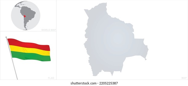 Bolivia  map and flag. vector