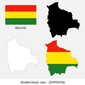 Bolivia map and flag vector, Bolivia map, Bolivia flag