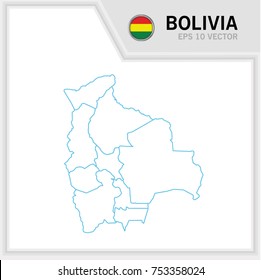 Bolivia map and flag in white background