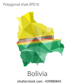Bolivia map in geometric polygonal style.Abstract gems triangle,modern design background.Illustration vector EPS10.
