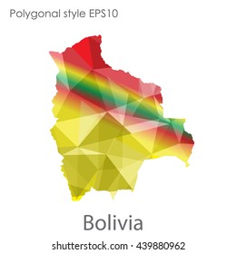 Bolivia map in geometric polygonal style.Abstract gems triangle,modern design background.Illustration vector EPS10.