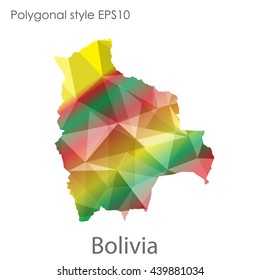 Bolivia map in geometric polygonal style.Abstract gems triangle,modern design background.Illustration vector EPS10.