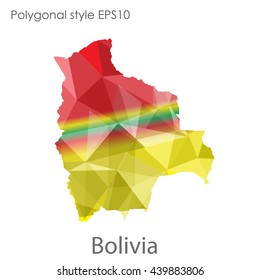 Bolivia map in geometric polygonal style.Abstract gems triangle,modern design background.Illustration vector EPS10.