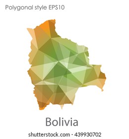 Bolivia map in geometric polygonal style.Abstract gems triangle,modern design background.Illustration vector EPS10.