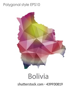 Bolivia map in geometric polygonal style.Abstract gems triangle,modern design background.Illustration vector EPS10.