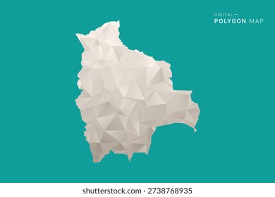 Bolivia Map - Green and Gray Polygon Vector Illustration, Low Poly Geometric Design with Clean Minimal Style on Solid Background for Infographic Use.