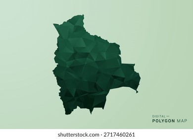 Bolivia Map - Green Polygon Style Vector Illustration, Low Poly Geometric Design with Clean Silhouette on soft green Background.