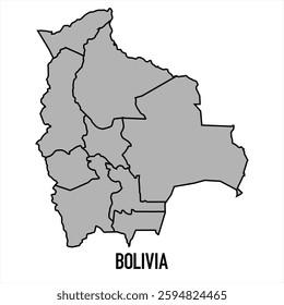 Bolivia map in grey style isolated on white background. Vector illustration