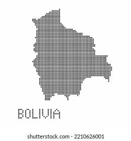 Mapa de Bolivia con textura gruesa en el estilo de punto. Ilustración vector abstracta de un mapa de país con efecto de medio tono para infografía.