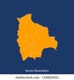 Bolivia map - High detailed color map of Bolivia. flat design style, clean and modern.Vector illustration eps 10