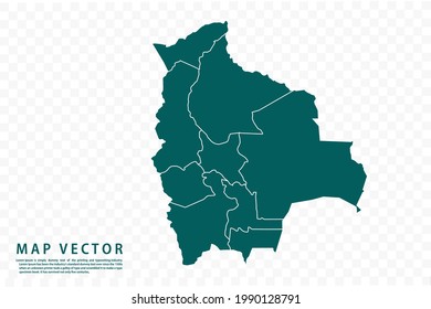 Mapa de Bolivia Alto Detallado sobre fondo blanco. Resumen de la ilustración vectorial de diseño eps 10