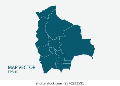 Mapa de Bolivia Alto Detallado sobre fondo blanco. Resumen de la ilustración vectorial de diseño eps 10