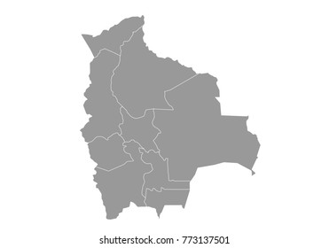 bolivia map. High detailed map of bolivia on white background. Vector illustration eps 10.