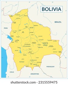 Bolivia map - highly detailed vector illustration