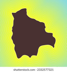 Bolivia map icon. Country shape on radiant striped gradient background. Bolivia vibrant poster. Modern vector illustration.