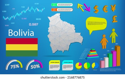 bolivia map info graphics - charts, symbols, elements and icons collection. Detailed bolivia map with High quality business infographic elements.