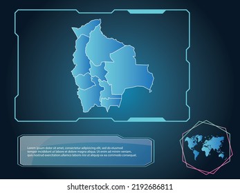 Bolivia Map infographic technology blue Color element collection background