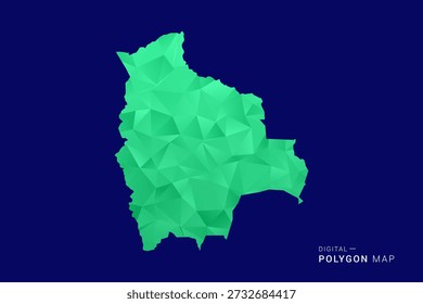 Bolivia Map - low poly polygon vector, geometric triangulated silhouette in green and blue tones, clean modern style, isolated background for infographic use.